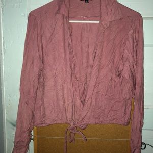 Style envy cropped pink button blouse